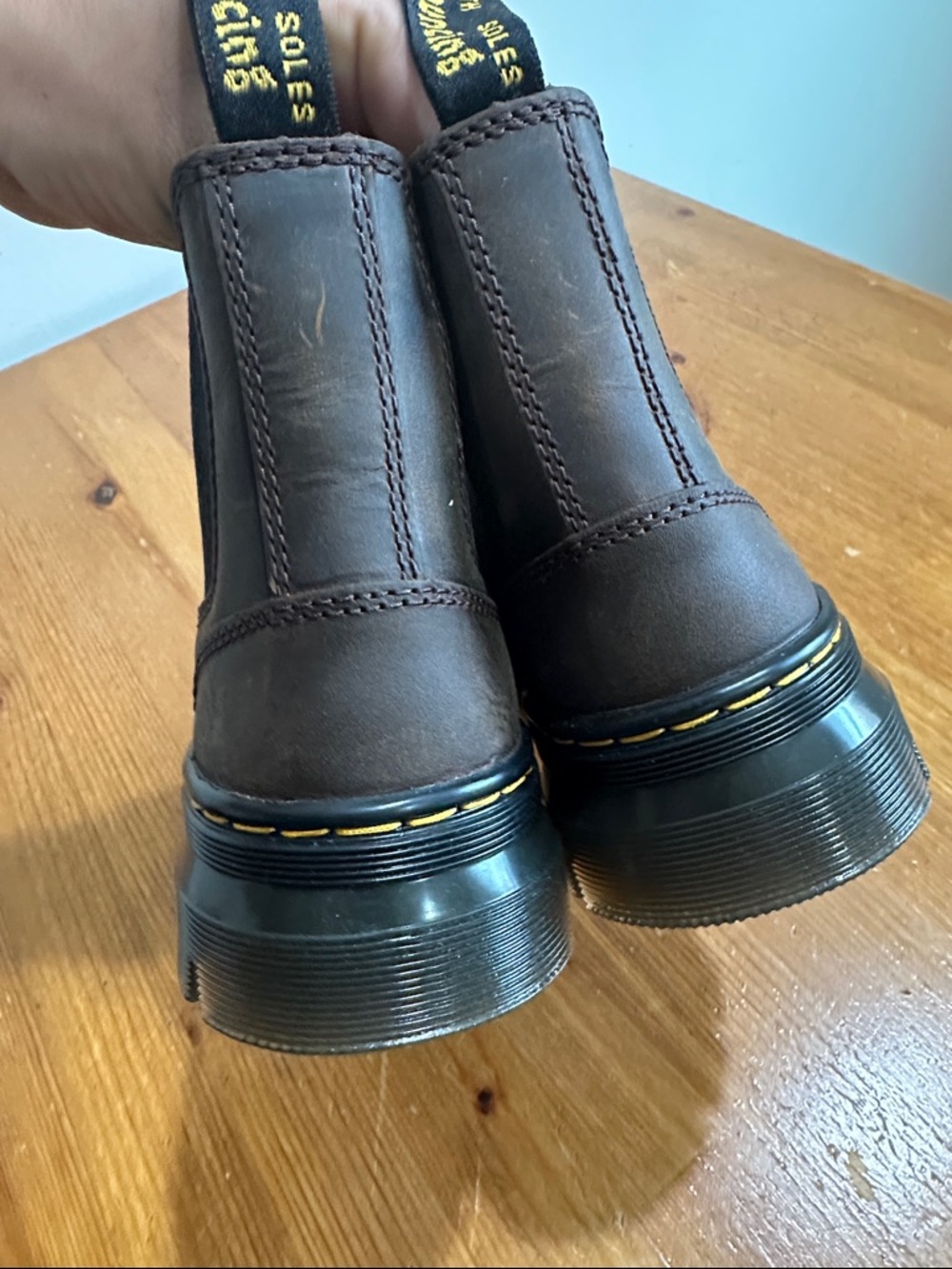 Dr. Martens Brown Leather Chelsea Boot with Yellow Stitching - Picture 7 of 10